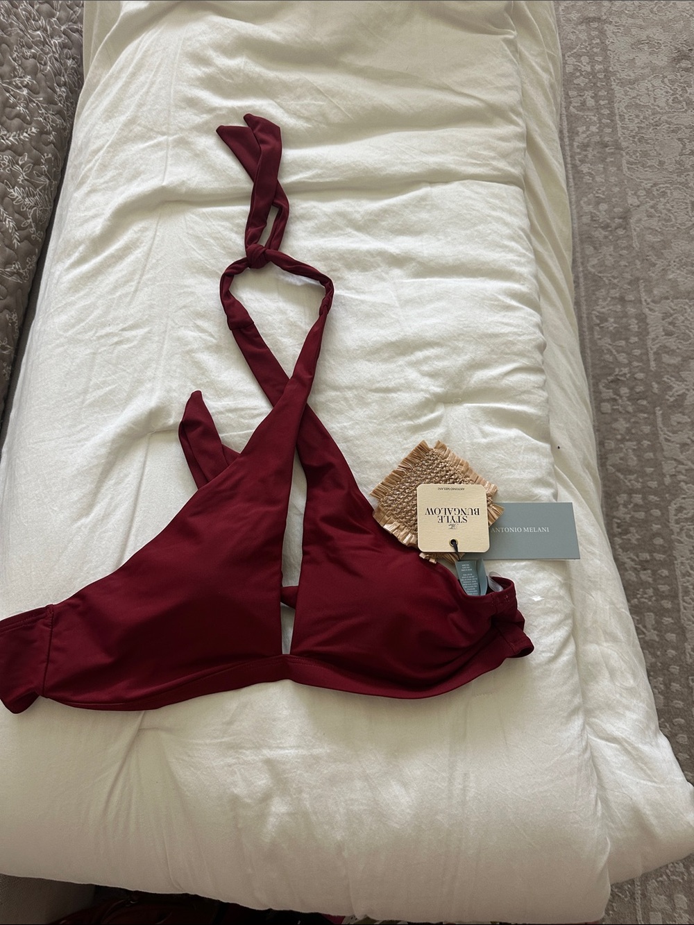 Antonio MELANI Burgundy Halter Bikini Top